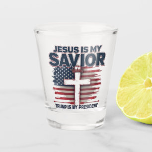 Jezus is mijn redder Trump is mijn president Grapp Shot Glas