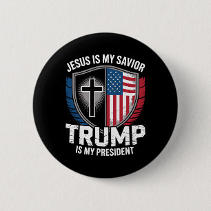 Jezus is mijn redder Trump is mijn president Pro-t Ronde Button 5,7 Cm