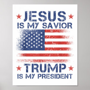 Jezus is mijn redder Trump is mijn President retro Poster