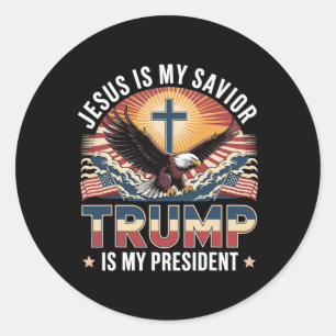 Jezus is mijn Redder Trump is mijn President Ronde Sticker