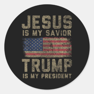 Jezus is mijn Redder Trump is mijn President Ronde Sticker