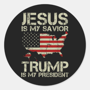Jezus is mijn Redder, Trump is mijn President Shir Ronde Sticker