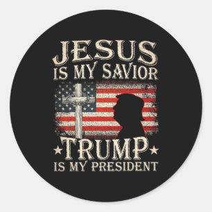 Jezus is mijn redder Trump is mijn President Trump Ronde Sticker