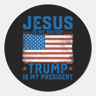 Jezus is mijn redder Trump is mijn president Trump Ronde Sticker