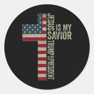 Jezus is mijn redder Trump is mijn President Trump Ronde Sticker