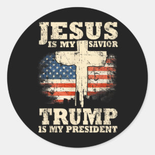 Jezus is mijn redder Trump is mijn President Trump Ronde Sticker