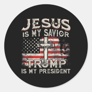 Jezus is mijn redder Trump is mijn President Trump Ronde Sticker
