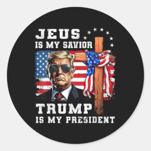 Jezus is mijn redder Trump is mijn President USA F Ronde Sticker