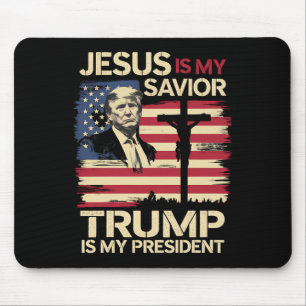 Jezus is mijn redder Trump is mijn president Vlag Muismat