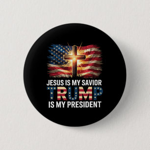 Jezus is mijn Redder Trump is mijn President voor  Ronde Button 5,7 Cm