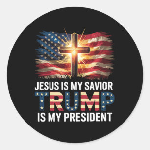 Jezus is mijn Redder Trump is mijn President voor Ronde Sticker