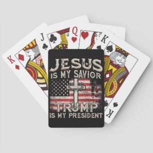 Jezus is mijn redder Trump mijn President Amerikaa Pokerkaarten