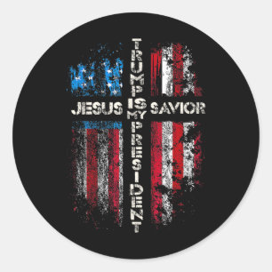 Jezus is mijn redder Trump mijn President Amerikaa Ronde Sticker