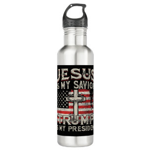 Jezus is mijn redder Trump mijn President Amerikaa Waterfles