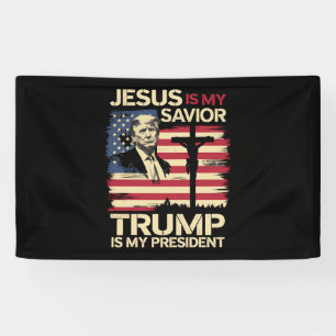 Jezus is mijn redder Trump mijn President VS vlag Spandoek