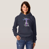 Jezus is mijn rots en dat is hoe ik omga hoodie (Voorkant volledig)