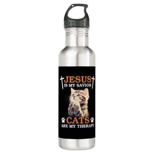 Jezus is mijn savior Cat zijn mijn therapiechriste Waterfles (Voorkant)