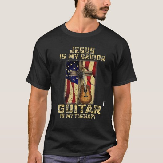 Jezus is mijn Savior Guitar is mijn Christelijke t T-shirt (Voorkant)