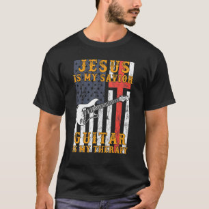 Jezus is mijn savior Guitar is mijn therapiemoedel T-shirt