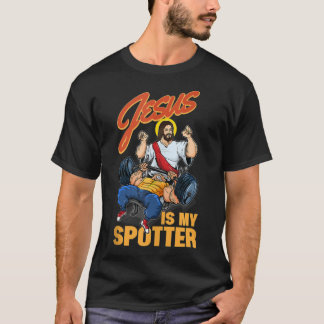 Jezus is mijn spotter Jezus bodybuilding en tilt T-shirt