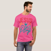 Jezus is mijn stekker - Grappig Christelijk geloof T-shirt (Voorkant volledig)