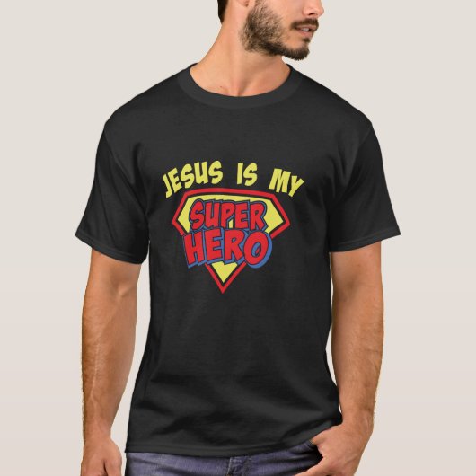 Jezus is mijn superheld inspirerend t-shirt (Voorkant)