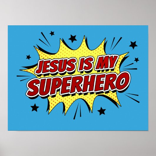 Jezus is mijn superheld Kinder en volwassen Christ Poster (Voorkant)