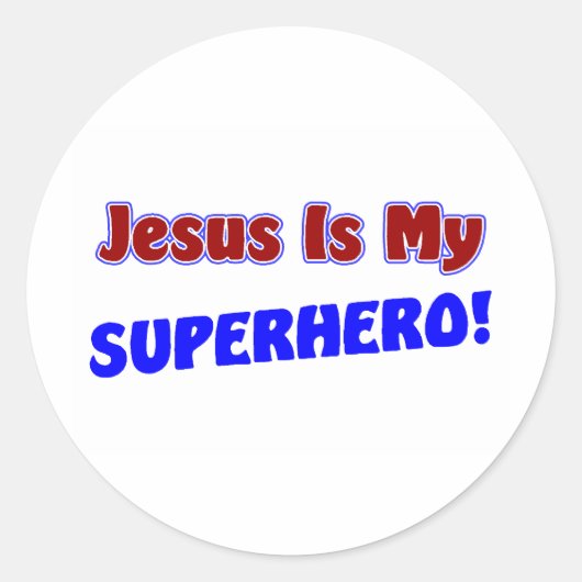 Jezus is mijn superheld ronde sticker (Voorkant)