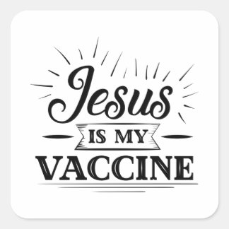 Jezus is mijn vaccin vierkante sticker