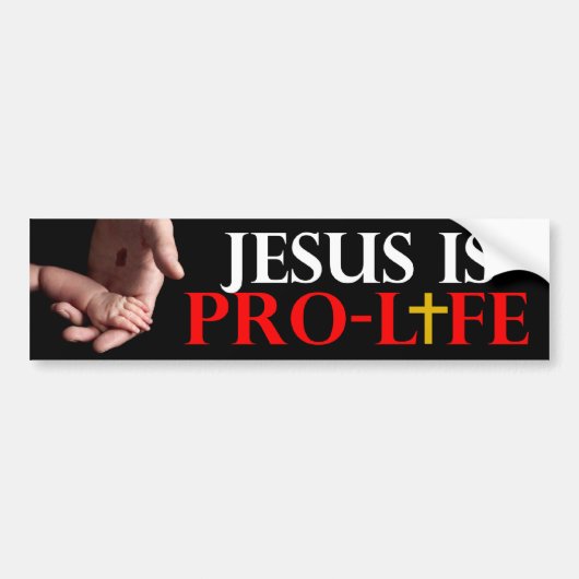Jezus is pro-leven bumpersticker (Voorkant)