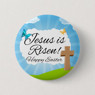 Jezus is Risen, Christelijke Pasen Ronde Button 5,7 Cm