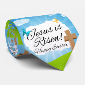 Jezus is Risen, Christelijke Pasen Stropdas (Opgerold)