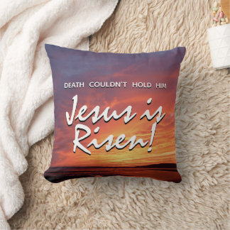 JEZUS IS VERREZEN Christelijk Paaslandschap Kussen