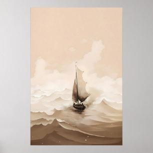 Jezus kalmeert de storm Aquarel Bijbel wonder Poster