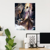Jezus kalmeert het Storm Poster (Thuiskantoor)