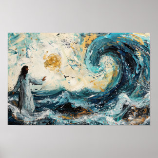 Jezus kalmeert het Storm Poster