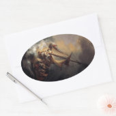Jezus kalmerend storm schilderij Ovale Sticker (Envelop)