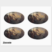 Jezus kalmerend storm schilderij Ovale Sticker (Vel)