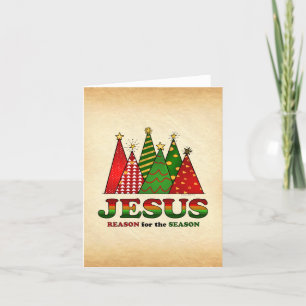 Jezus kerstbomen feestdagen kaart