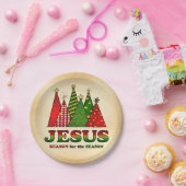 Jezus kerstbomen papieren bordje (Feest)