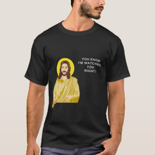 Jezus kijkt naar jullie grappige Mannen katholiek T-shirt