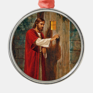 Jezus klopt aan de deur metalen ornament