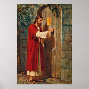 Jezus klopt aan de deur poster