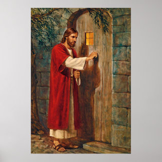 Jezus klopt aan de deur poster