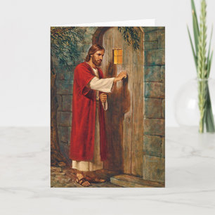 Jezus klopt op de deur op maat blanco kaart