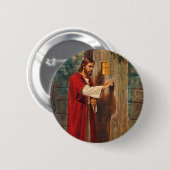 Jezus knikt op de deur ronde button 5,7 cm (Voorkant /achterkant)