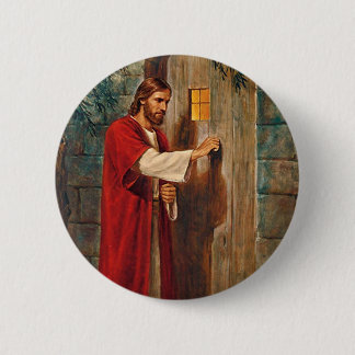 Jezus knikt op de deur ronde button 5,7 cm