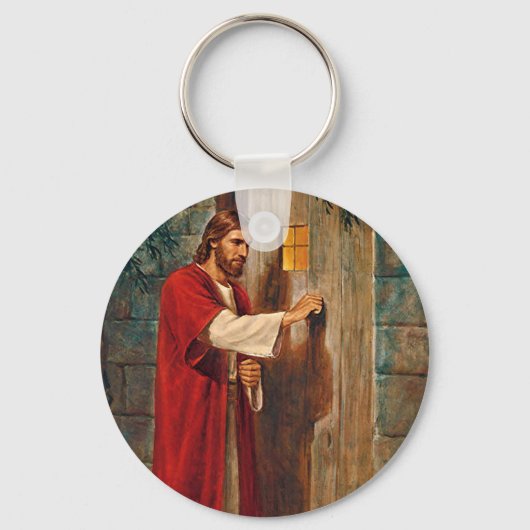 Jezus knikt op de deur sleutelhanger (Voorkant)