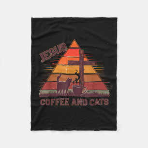 Jezus Koffie Katten Grappig Schattig Ontwerp Jezus Fleece Deken