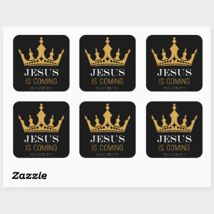 JEZUS komt - Openbaring 17:14 Christelijk Geloof Vierkante Sticker